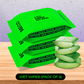 Aloe Infused Bamboo Wet Wipes | Pack of 3