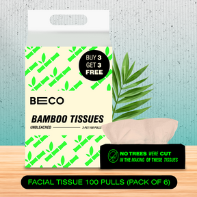 Bamboo Facial Tissues - 100 pulls | Pack of 6