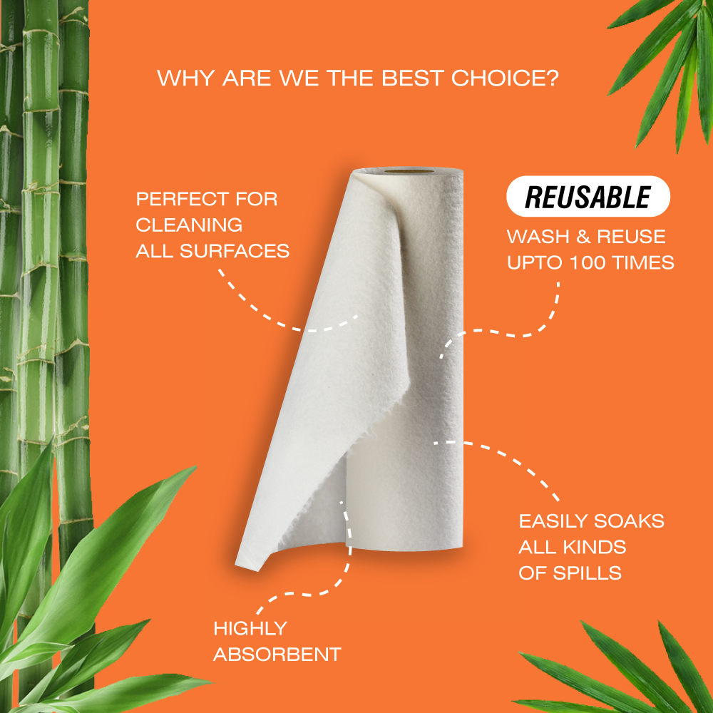 Reusable Bamboo Kitchen Towel - 20 Sheets_