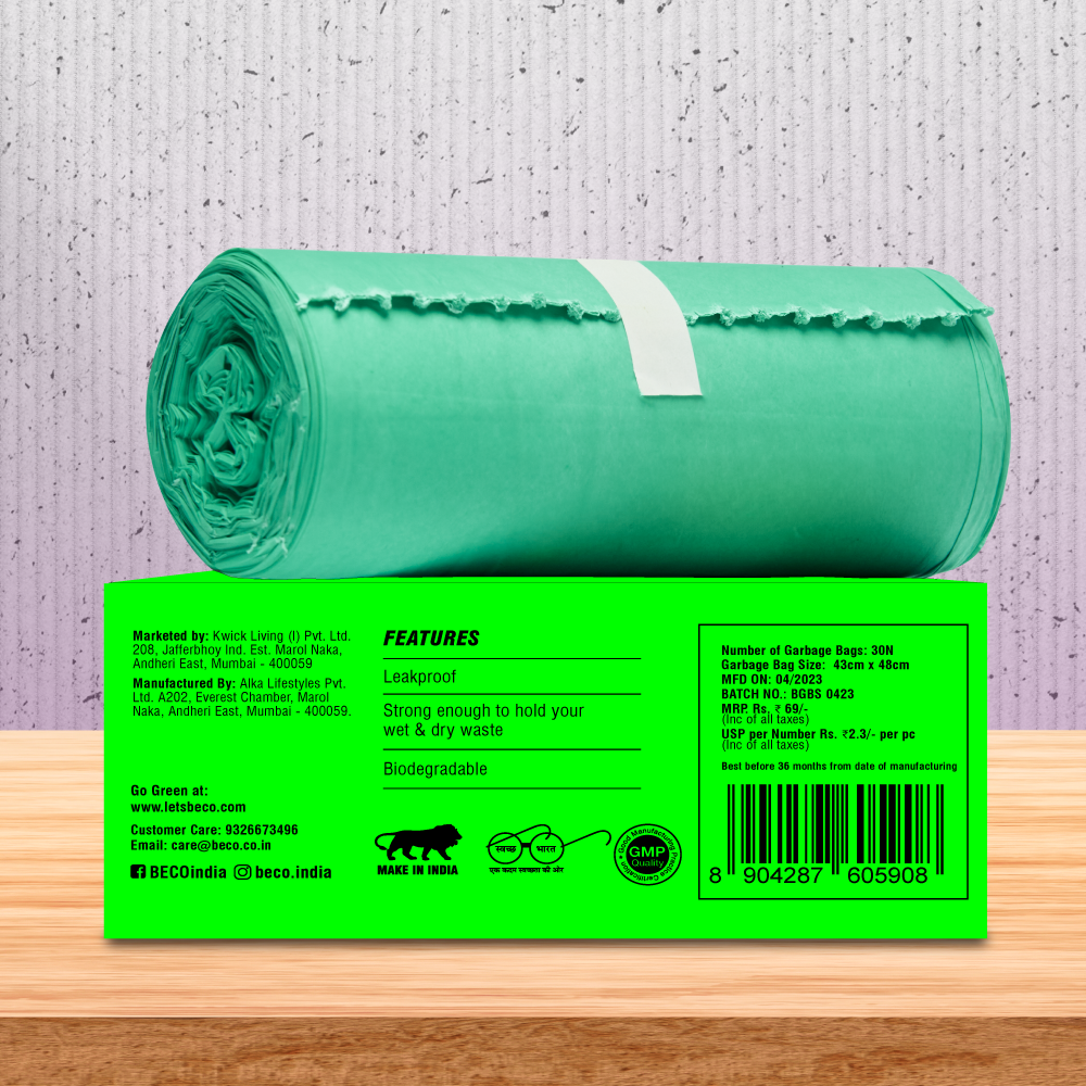 Biodegradable Garbage Bags - Small - 30 bags/roll